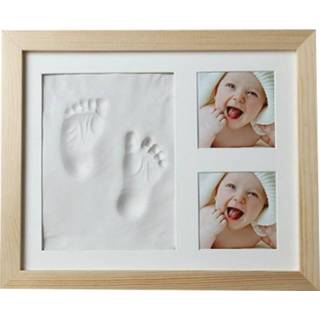 👉 Houten fotolijst wit baby's Baby hand voetafdruk Mold Maker massief met cover vingerafdruk modder set (wit)