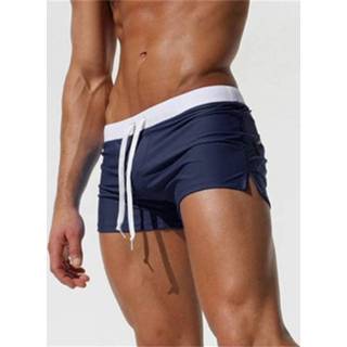 👉 Zwembroek blauw m mannen Back Pocket flat shorts zomer strand voor maat: (Navy Blue)