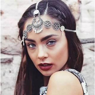 👉 Kwast zilveren metalen Vintage kwastje haar sieraden munt hoofdband lange punk hoofd ketting stuk hoofddeksel