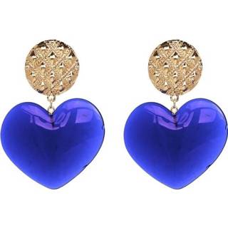 👉 Hartjes oorbel blauw acryl vrouwen Perzik hart oorbellen retro serie Stud voor (Deep Blue) 8212099154096
