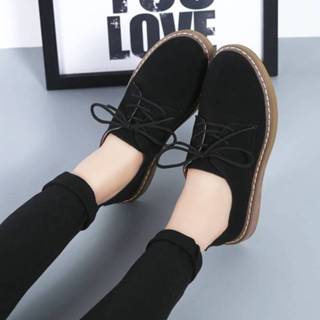 Schoenen zwart vrouwen Suède platte onderkant Lace-up slijtvaste mode casual voor vrouw (kleur: grootte: 35) 6922919037745