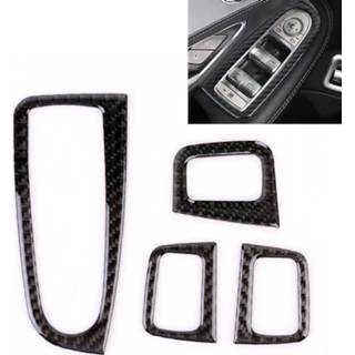 👉 Carbon fiber 4 stuks auto deur Lift venster regulator knop decoratieve sticker voor Mercedes-Benz C-klasse 6922475376142