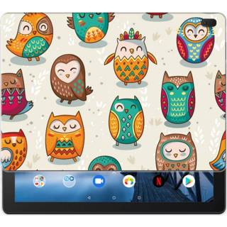 👉 Tablethoes Lenovo Tab E10 Uniek Tablethoesje Vrolijke Uilen 8720091021938