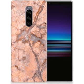 👉 Oranje marmer Sony Xperia 1 TPU Hoesje Design 8720091029705