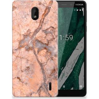 👉 Oranje marmer Nokia 1 Plus TPU Hoesje Design 8720091032149