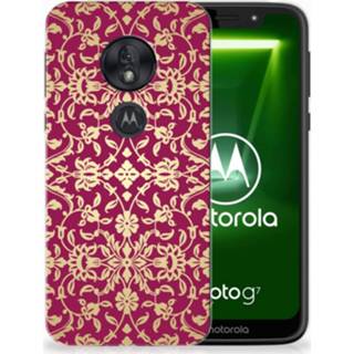 Roze Motorola Moto G7 Play TPU Hoesje Design Barok Pink 8720091173934