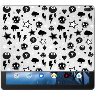 👉 Tablethoes zilver Lenovo Tab E10 Uniek Tablethoesje Silver Punk 8720091228733