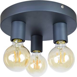 👉 Plafond lamp metaal zwart Urban Interiors plafondlamp 'Triple' Ø25cm, kleur Vintage Black 8719325171433