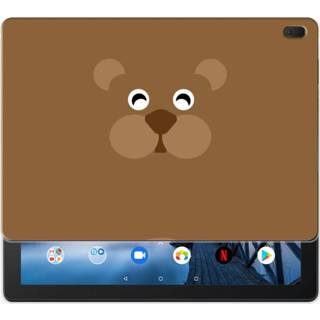 👉 Tablethoes bruin Lenovo Tab E10 Uniek Tablethoesje Bear Brown 8720091295797