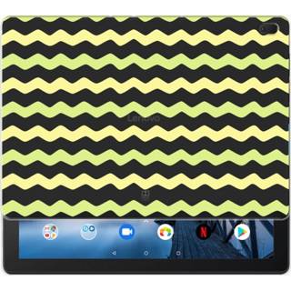 👉 Tablethoes geel Lenovo Tab E10 Uniek Tablethoesje Waves Yellow 8720091552869