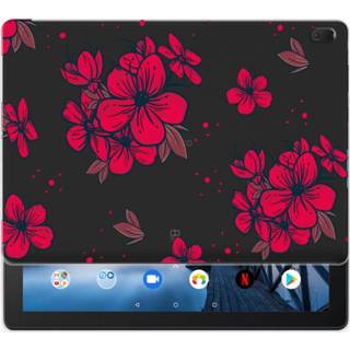 👉 Tablethoes rood Lenovo Tab E10 Tablethoesje Design Blossom Red 8720091757479