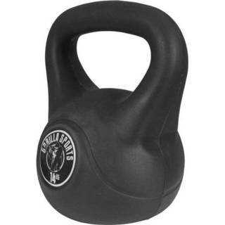 👉 Kettlebell kunststof zwart Gorilla Sports 14 kg (Extra stabiel) 4260200841698