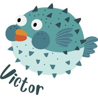 👉 Muursticker nederlands kinderen Muurstickers kinderkamer Opgeblazen kogelvis