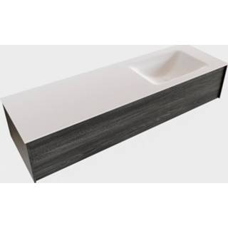 👉 Wastafel bruin witte Dark Brown melamine bouw madrid zie tekst Badkamermeubel BWS 150x45x30 cm Mat Solid Surface Rechts (0 kraangaten) 8719304459293