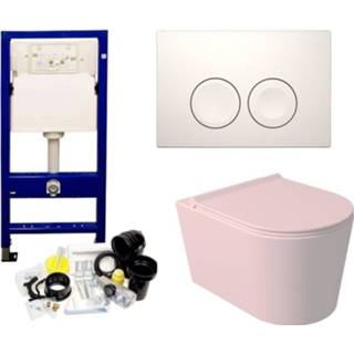 👉 Toiletset roze verschillende kleuren Geberit UP100 Set52 Wandcloset Salenzi Civita Mat en Delta Drukplaat 8719304461784