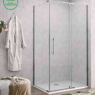 👉 Douchecabine glas aluminium muurprofiel helder lampedusa hoekinstap rechthoek NANO Antikalk coating verschillende maten Lacus 140 met Klapdeur 8mm 8719304462361