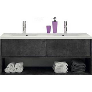 👉 Onderkastje Donker Beton MDF wit bouw marny zie tekst Onderkast Allibert 120x53,5x47,2 cm met Twee Lades en Nis (dubbele wastafel optioneel) 3588560327630