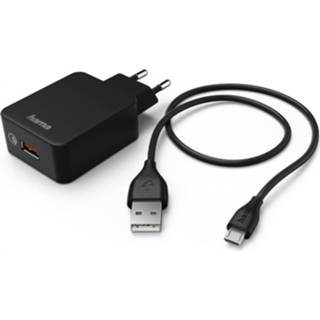 👉 Zwart Hama Opladerset Micro USB 3 A Oplader QC 3.0 + Micro-USB-Kabel 1,5 M 4047443370495