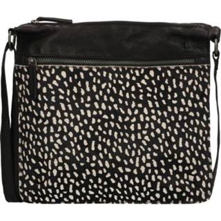 👉 Schoudertas zwart leer rits onesize active schoudertassen met print 2400008616018