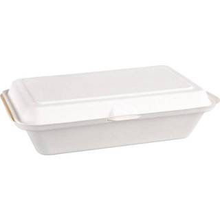 👉 Donkergroen wit Fiesta Green composteerbare bagasse maaltijddozen 24,8cm - 250