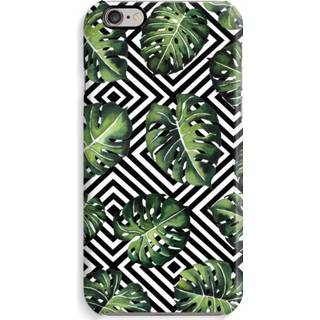 👉 Zwart Volledig Geprint iPhone 6 / 6S Hoesje (Glossy) - Geometrische jungle 7435138398393