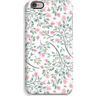 👉 Zwart Volledig Geprint iPhone 6 / 6S Hoesje (Glossy) - Sierlijke bloemen 7435138399321