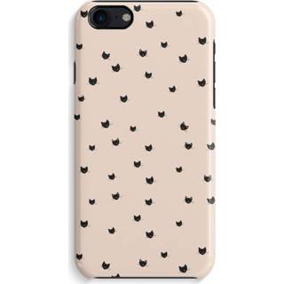 👉 Zwart IPhone 7 Volledig Geprint Hoesje (Hard) (Glossy) - Kleine kattenkopjes 7435138421459