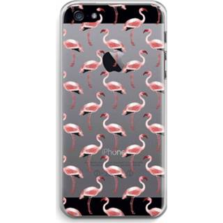 👉 Transparant groen IPhone 5 / 5S SE Hoesje (Soft) - Flamingoprint 7435138437450