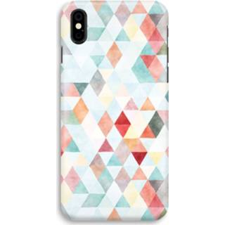 👉 Pastel zwart IPhone X Volledig Geprint Hoesje (Hard) - Gekleurde driehoekjes 7435138446445