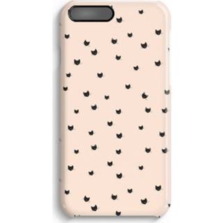 👉 Zwart IPhone 7 Plus Volledig Geprint Hoesje (Hard) (Glossy) - Kleine kattenkopjes 7435138461455