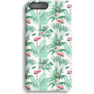 👉 Zwart IPhone 7 Plus Volledig Geprint Hoesje (Hard) (Glossy) - Flamingo bladeren 7435138461479