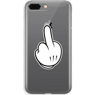 👉 Transparant zwart IPhone 8 Plus Hoesje (Soft) - Middle finger black 7435138478415