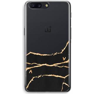 👉 Transparant gouden marmer OnePlus 5 Hoesje (Soft) - 7435138720767
