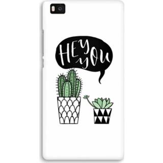 👉 Zwart Huawei Ascend P8 Lite (2015 - 2016) Volledig Geprint Hoesje (Hard) Hey you cactus 7435138738779