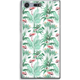 👉 Transparant Sony Xperia XZ Premium Hoesje (Soft) - Flamingo bladeren 7435138816873