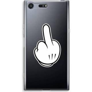 👉 Transparant zwart Sony Xperia XZ Premium Hoesje (Soft) - Middle finger black 7435138818815