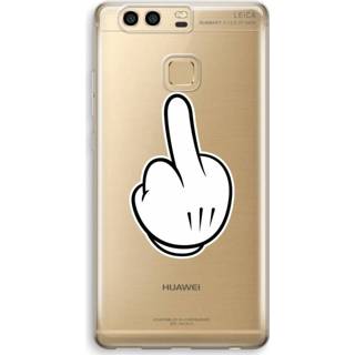 👉 Transparant zwart Huawei P9 Hoesje (Soft) - Middle finger black 7435138828814