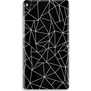 👉 Wit zwart Huawei Ascend P8 Volledig Geprint Hoesje (Hard) - Geometrische lijnen 7435138860852