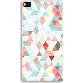 👉 Pastel zwart Huawei Ascend P8 Volledig Geprint Hoesje (Hard) - Gekleurde driehoekjes 7435138861842