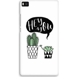 Zwart Huawei Ascend P8 Volledig Geprint Hoesje (Hard) - Hey you cactus 7435138863877