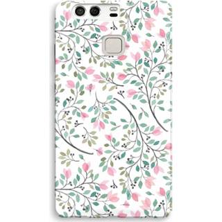 👉 Zwart Huawei P9 Volledig Geprint Hoesje (Hard) - Sierlijke bloemen 7435138869824