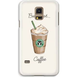 👉 Zwart Samsung Galaxy S5 Mini Volledig Geprint Hoesje (Hard) - But first coffee 7435138878833