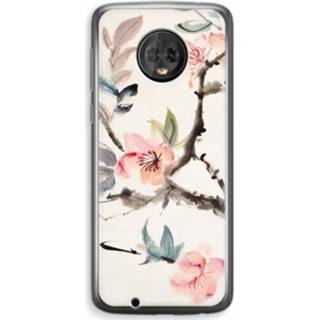 👉 Transparant Motorola Moto G6 Plus Hoesje (Soft) - Japanse bloemen 7435138962914