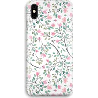 👉 XS zwart IPhone Volledig Geprint Hoesje (Hard) (Glossy) - Sierlijke bloemen 7435138974993