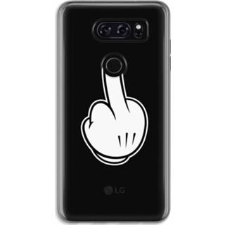 Transparant zwart LG V30 Hoesje (Soft) - Middle finger black 7439626221224