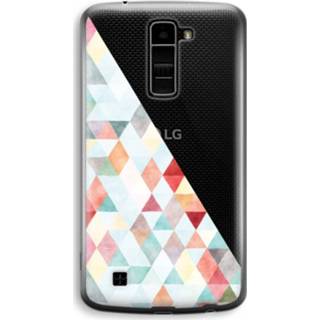 👉 Transparant pastel LG K10 (2016) Hoesje (Soft) - Gekleurde driehoekjes 7439626378386