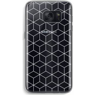 👉 Kubus transparant zwart witte Samsung Galaxy S7 Hoesje (Soft) - Zwart-witte kubussen 7439626416453