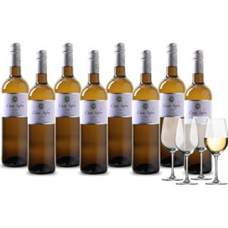 👉 Wijnpakket spanje witte wijn verdejo kurk bevat sulfieten Casa Safra 8 flessen + 4 glazen 8719418007656