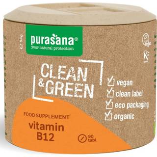 👉 Vitamine donkergroen Purasana Clean & Green Vitamin B12 Tabletten 5400706616577