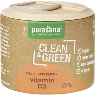 👉 Vitamine donkergroen Purasana Clean & Green Vitamin D3 Tabletten 5400706616539